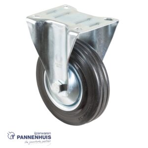 Bokwiel Ø 125mm 100kg vaste beugel rubber zwart