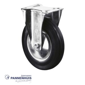 Bokwiel Ø 200mm 205kg vaste beugel rubber zwart