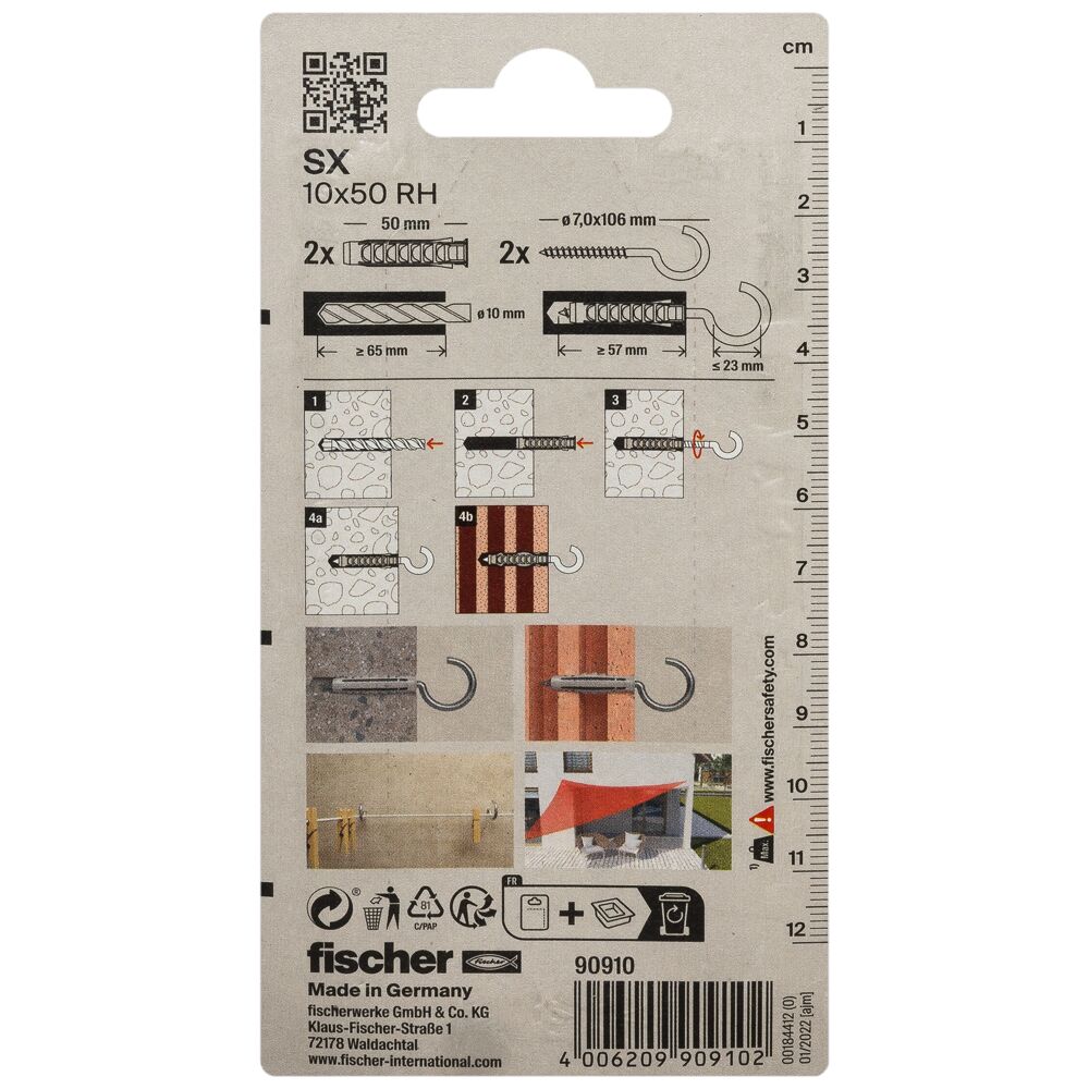 fischer Plug SX 10 x 50 met ronde haak (blister) - Afbeelding 5