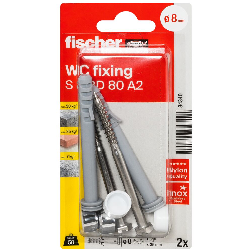 fischer WC-bevestiging S 8 RD 80 K NV (blister) - Afbeelding 2