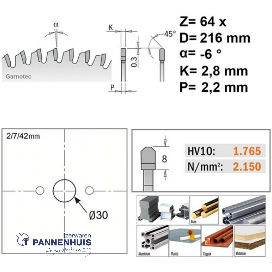 CMT Cirkelzaag HW 216x30x2,8 Z64 Aluminium, Composiet - Afbeelding 2