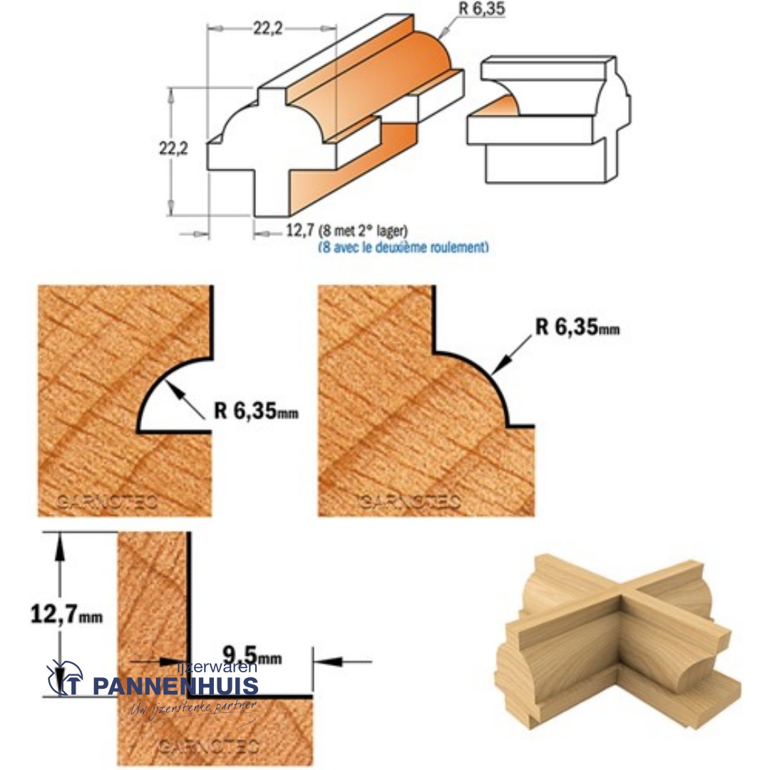 CMT 3-delige kruishoutverbindingfrezenset HW S=8mm Z2 - Afbeelding 3