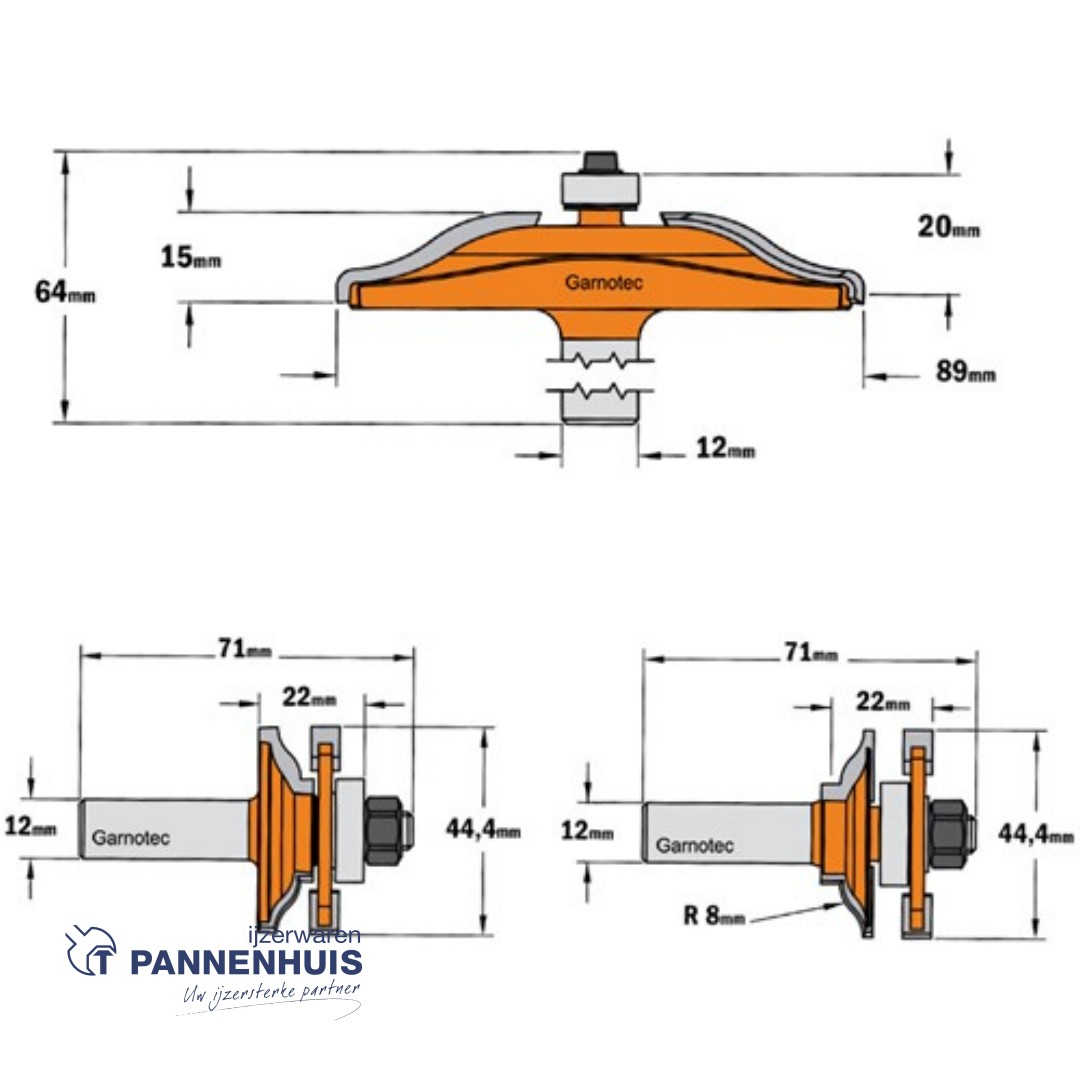 CMT 3-delige keukendeurfrezenset profiel A2 HW - Afbeelding 2