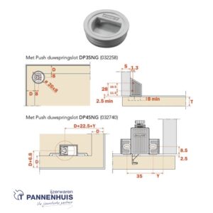 aanslag voor Salice Pushscharnieren type DP29SNG