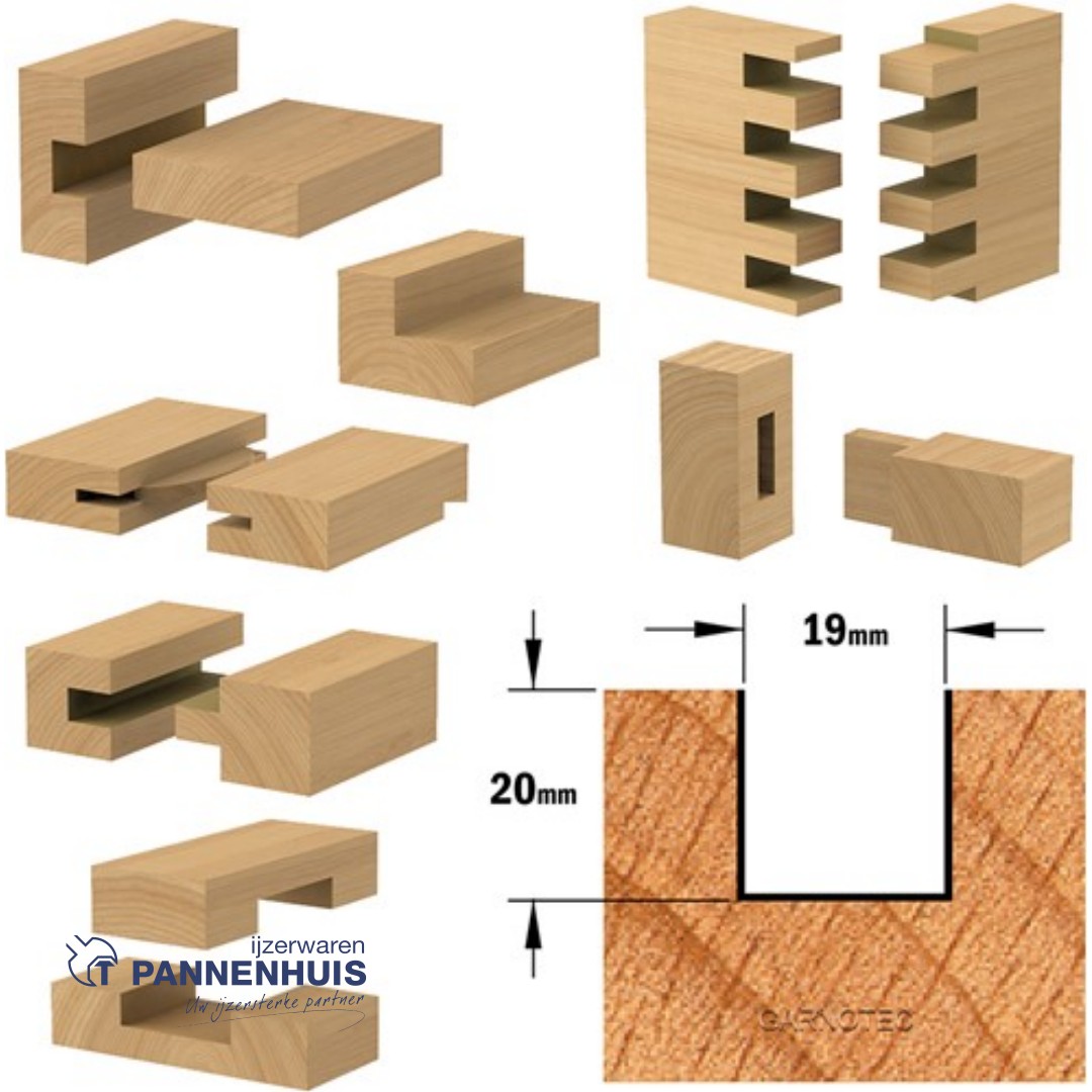 CMT Groeffrees met rechte snijkoppen HW D=19 x 20mm L=57,2 S=8 Z2 - Afbeelding 3