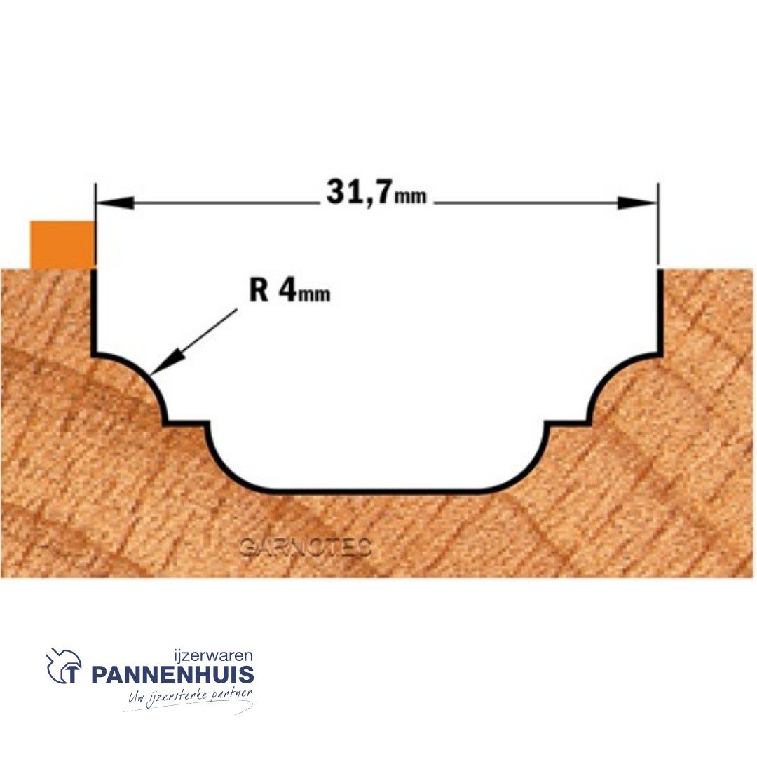 CMT Profielfrees met kogellager, HW D=31,7 x 13mm R=4 L=58 S=8 Z2 - Afbeelding 3