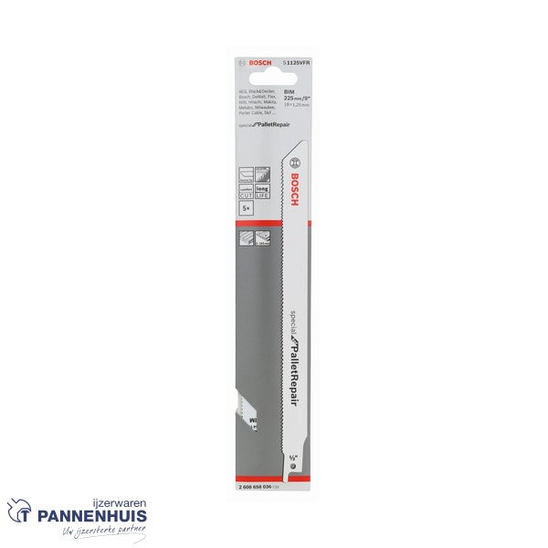 Bosch Reciprozaagblad Pallet Repair S1135VFR zaagblad, 1,25 x 19 x 225 mm, 5 stuks - Afbeelding 2