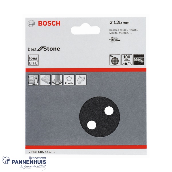 Bosch Schuurblad 5x 125 K100 BFS 8-gaten F355 - Afbeelding 2