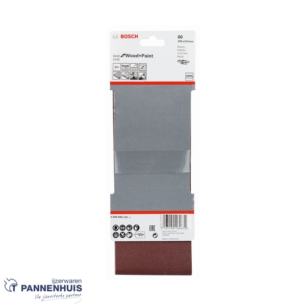 Bosch Schuurband X440 100x610 K 80 BFW 3 St. - Afbeelding 2