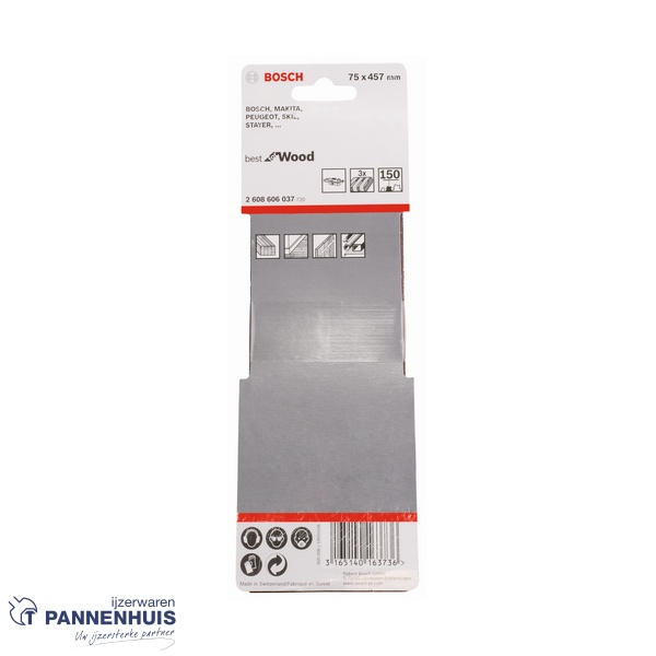 Bosch Schuurband X440 75x457 K150 BFW 3 St. - Afbeelding 2