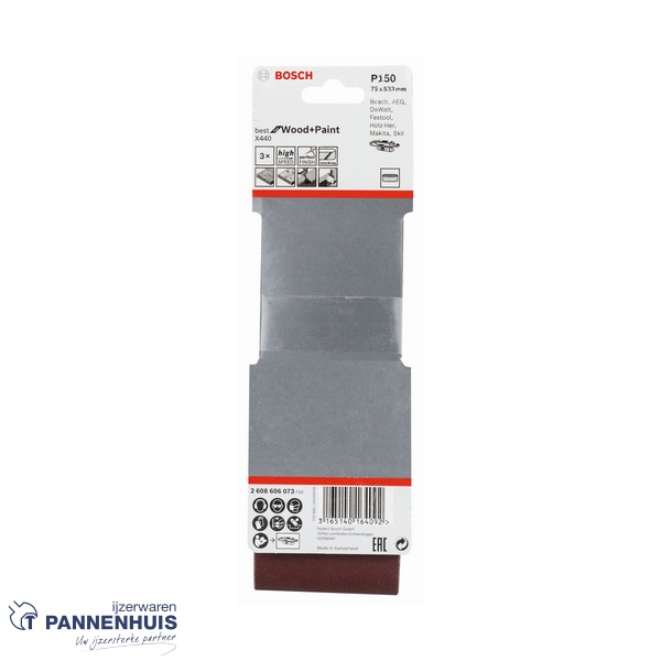 Bosch Schuurband X440 75x533 K150 BFW 3 St. - Afbeelding 2