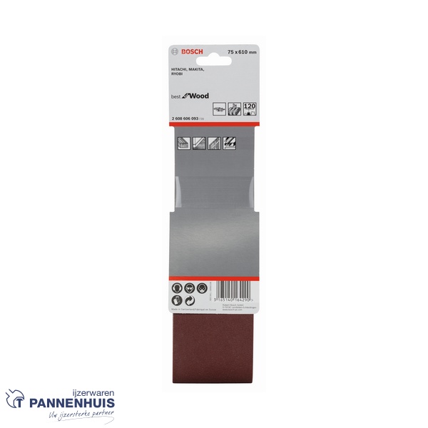 Bosch Schuurband X440 75x610 K120 BFW 3 St. - Afbeelding 2