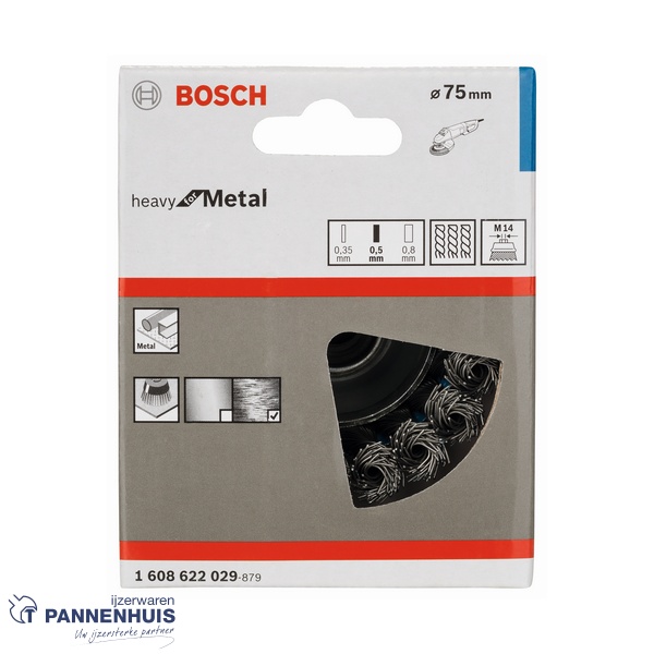 Bosch Komborstel getordeerd 75 x 0,5 mm M14 staal - Afbeelding 2