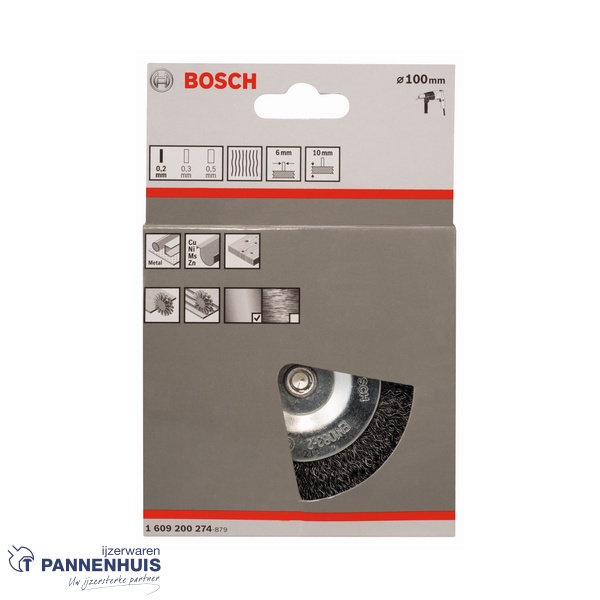 Bosch schijfborstel gegolfd 100 X 0,2 mm 10 mm staal - Afbeelding 2