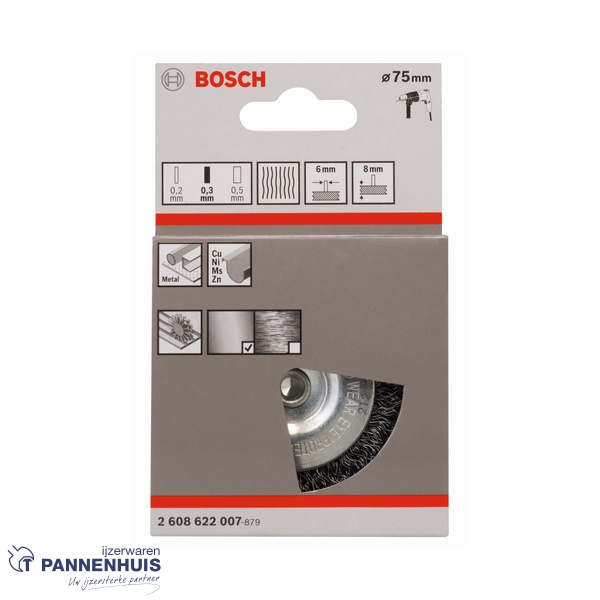 Bosch schijfborstel gegolfd 75 X 0,3 MM 8 mm staal - Afbeelding 2
