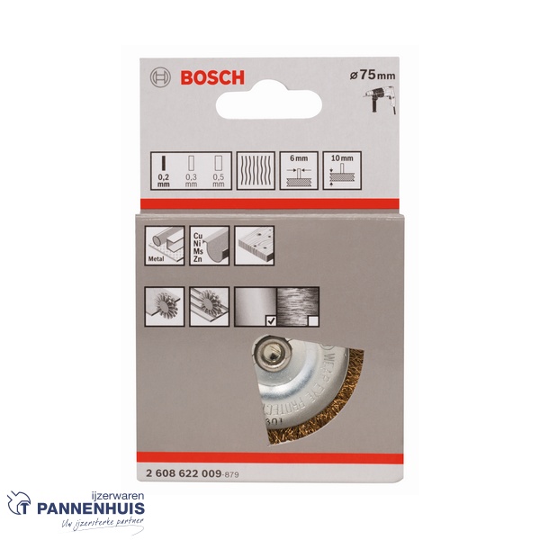 Bosch schijfborstel gegolfd 75 X 0,2 MM 10 mm vermessingd - Afbeelding 2