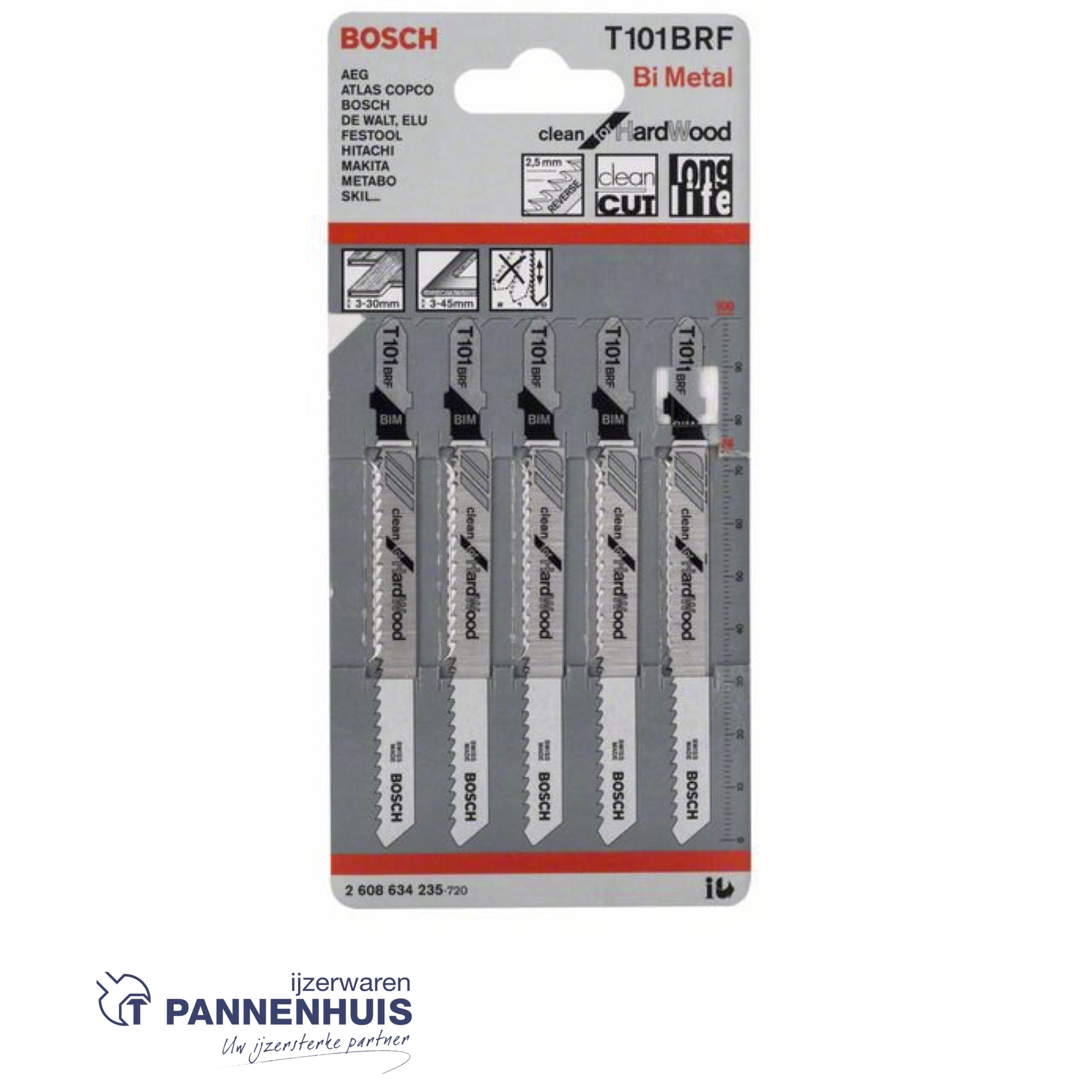 Bosch Decoupeerzaagblad T101 BRF Clean for Hard Wood 5x - Afbeelding 2