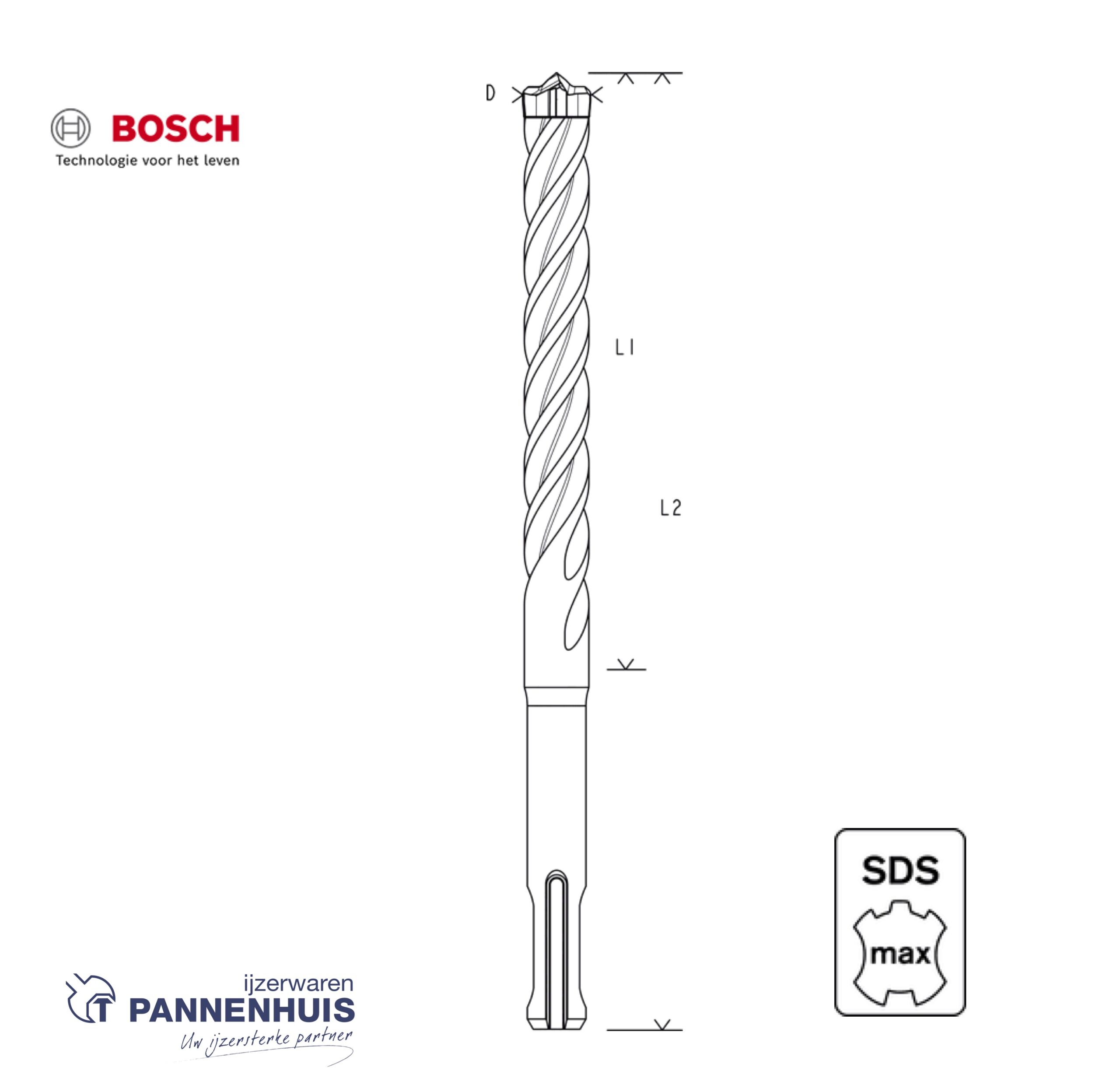Bosch Hamerboor SDS max-8X 14x400x540mm - Afbeelding 2