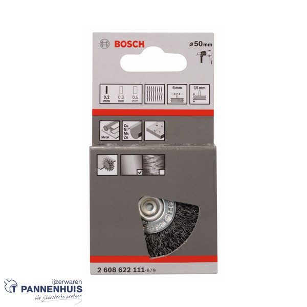 Bosch schijfborstel gegolfd 50 X 0,2 MM 15 mm staal - Afbeelding 2