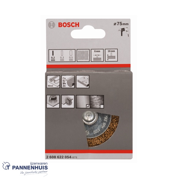 Bosch schijfborstel gegolfd 75 X 0,2 MM 16 mm vermessingd - Afbeelding 2
