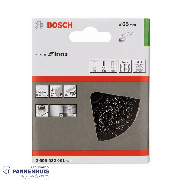 Bosch Komborstel gegolfd 65 x 0,3 mm M14 roestvrij staal - Afbeelding 2