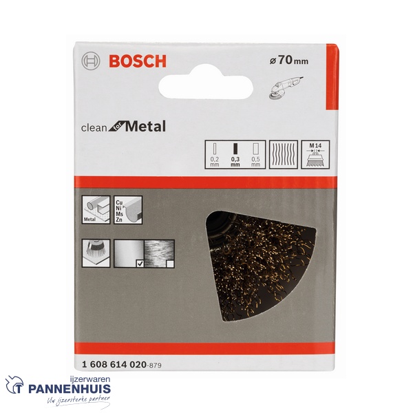 Bosch Komborstel gegolfd 70 x 0,3 mm M14 vermessingd - Afbeelding 2