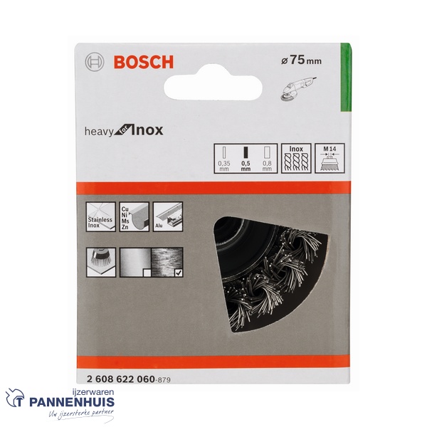 Bosch Komborstel getordeerd 75 x 0,5 mm M14 roestvrij staal - Afbeelding 2