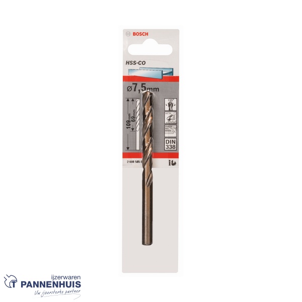 Bosch Metaalboor HSS-Co, DIN 338, 7,5 x 69 x 109 mm - Afbeelding 2