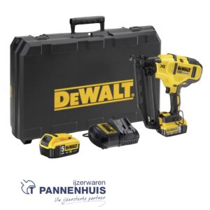 Dewalt DCN660P2 18V XR Brushless afwerktacker 1,6mm 16 Gauge met 2x 5,0Ah accu's