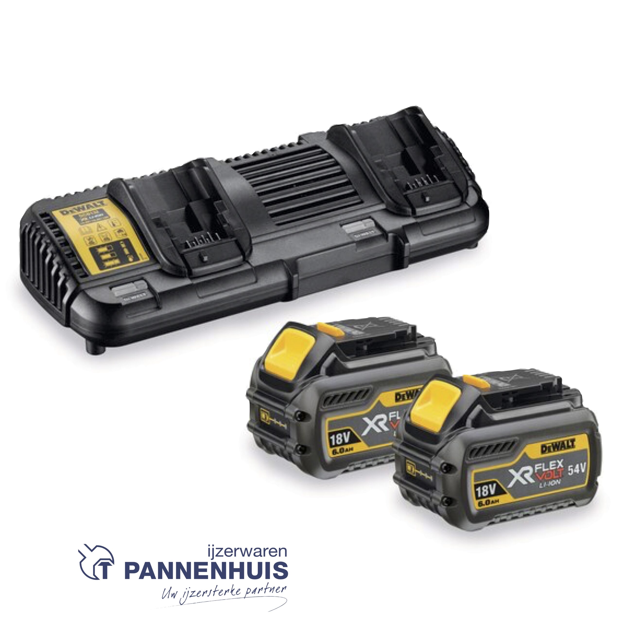 Dewalt DCB132X2 54V XR Accu starterspakket 2x 9,0Ah accu's en duolader
