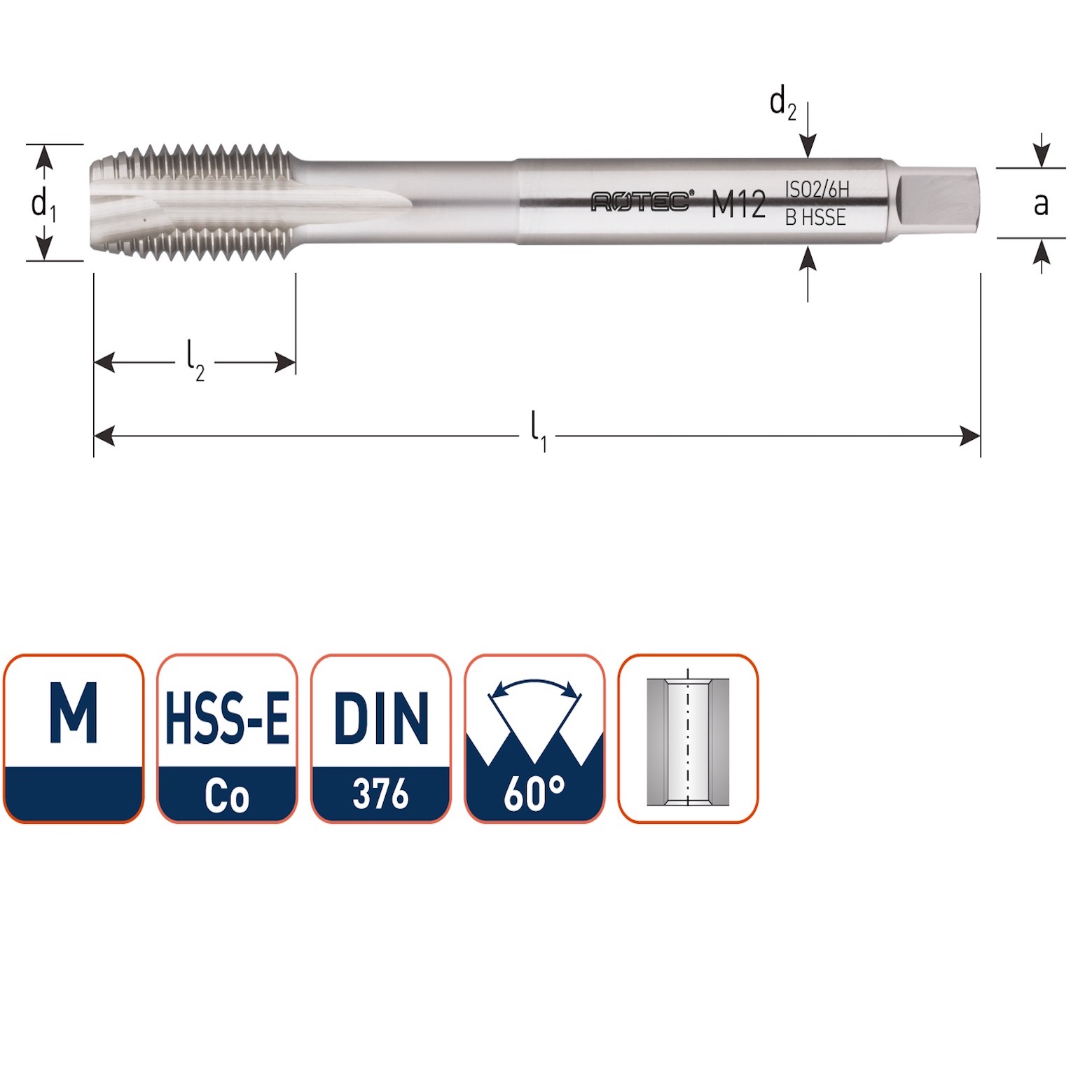 TAP machine tap M16 spoed 2.00mm HSS