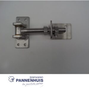 Verstelbaar poortbeslag - plaat: 120x50x6mm - L-vorm: 80x60x55mm RVS