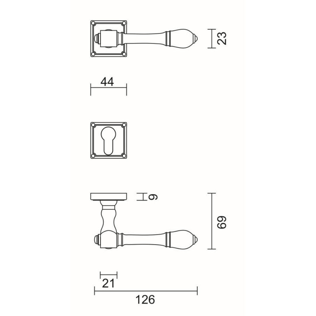 Deurkruk Pro CARRE INOX LOOK R+E CYL - Afbeelding 2