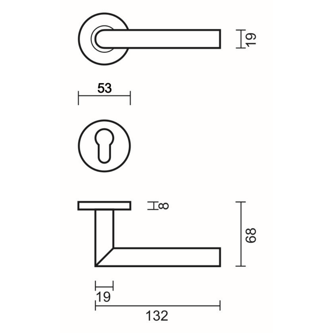 Deurkruk Pro I SHAPE 19MM TITANIUM R+E CYL - Afbeelding 2