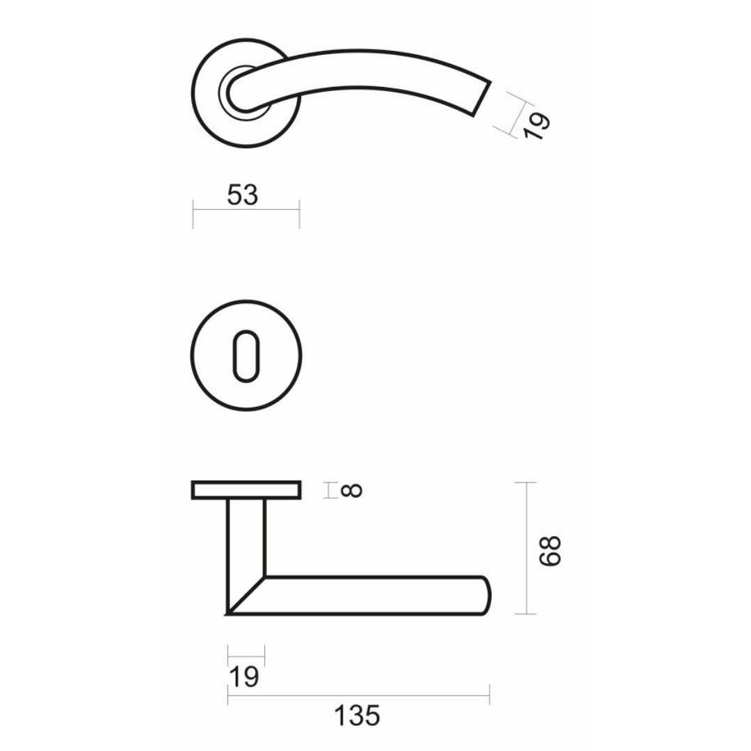 Deurkruk Pro GI SHAPE 19mm Inox Plus R+E - Afbeelding 2