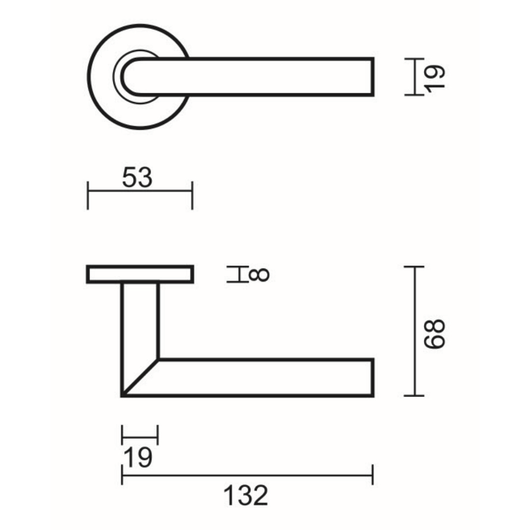 Deurkruk Pro I SHAPE 19mm Inox Plus R+NO KEY - Afbeelding 2