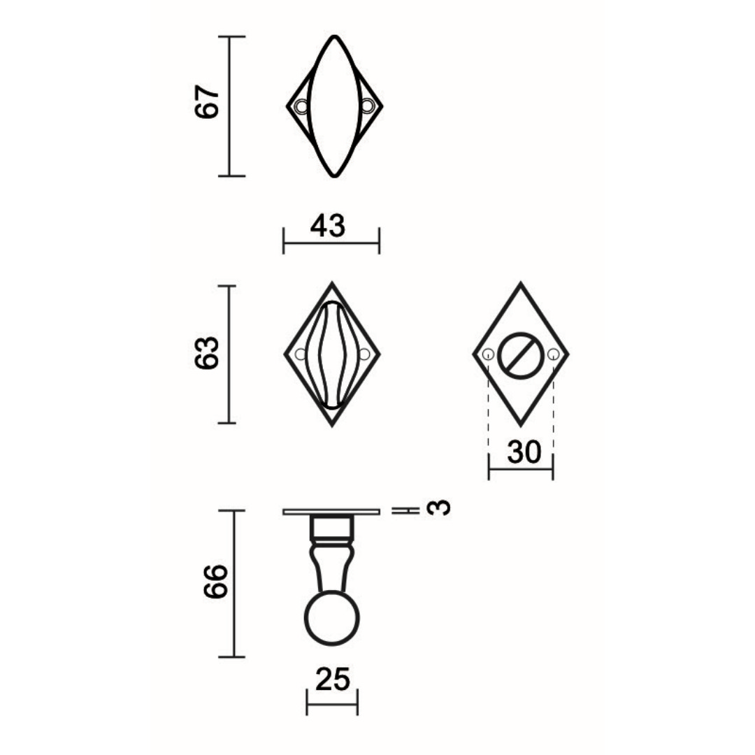 Deurkruk Pro OLINA Font Ruit RUIT R+WC - Afbeelding 2