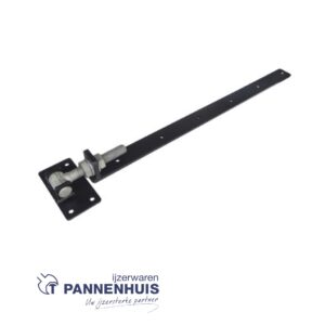 Verstelbaar poortbeslag - plaat: 150x80x6mm - heng: 800x50x8mm zwart gepoedercoat