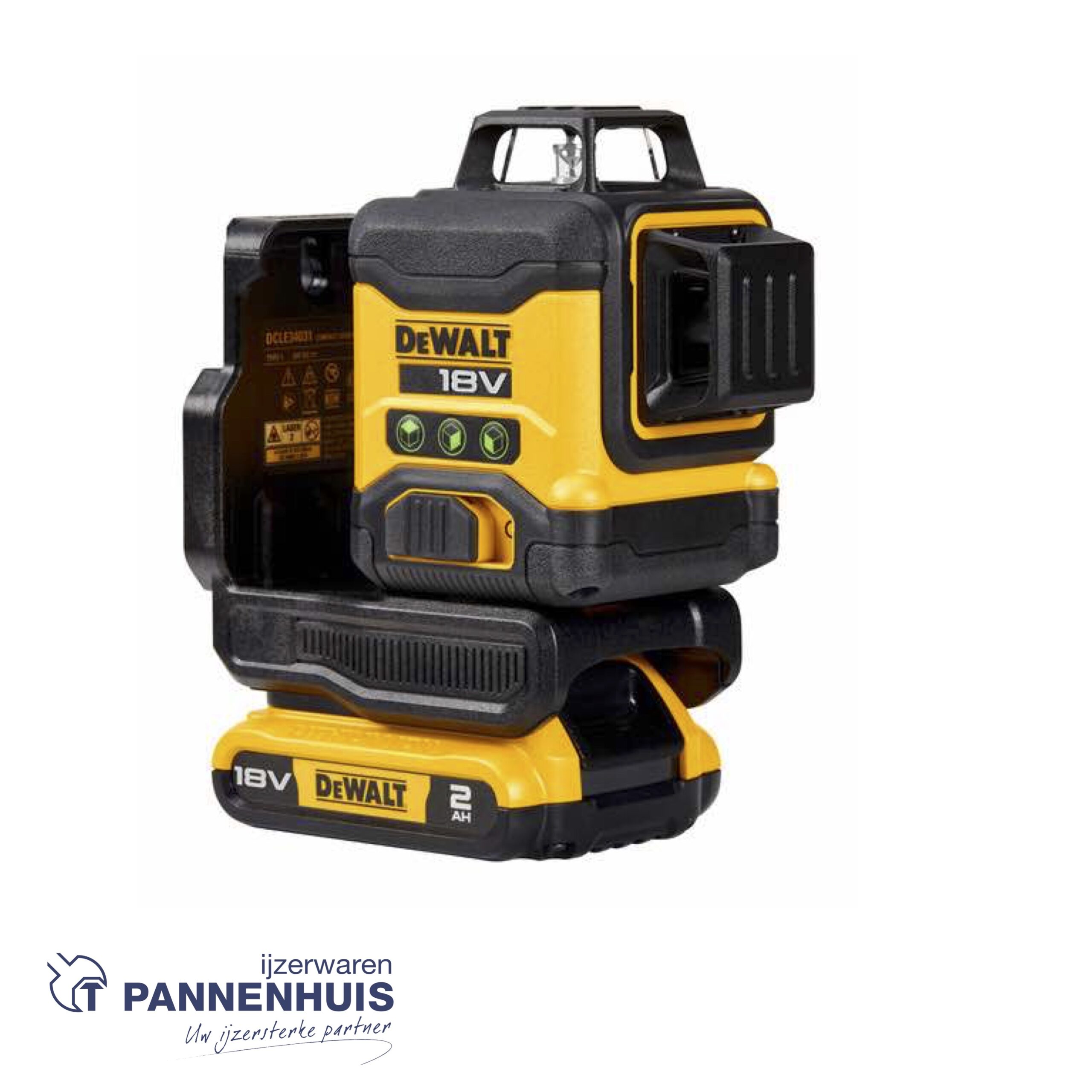 Dewalt DCLE34031D1 18V 3x360° Compact Laser, 1x 2Ah - Groen - Afbeelding 2