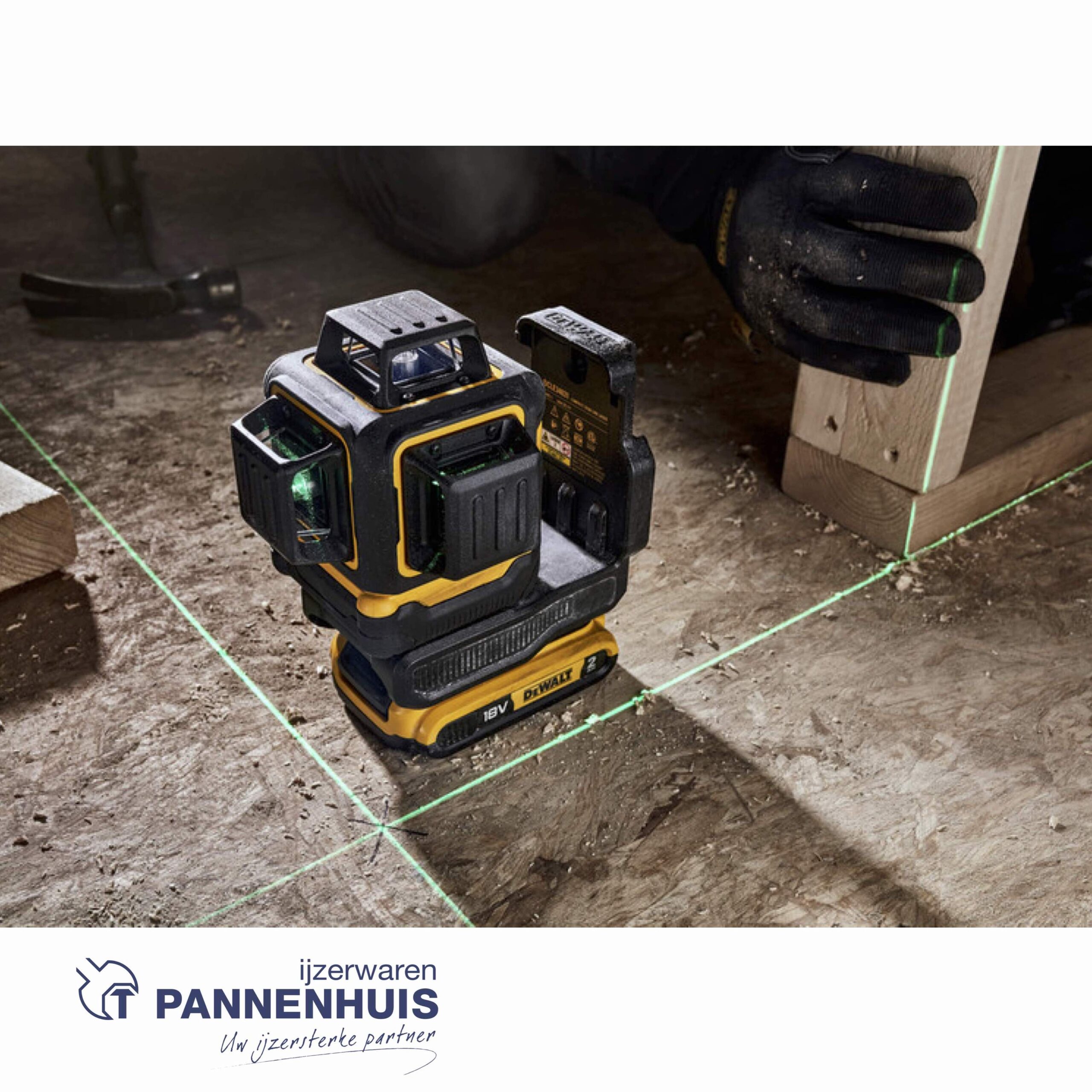 Dewalt DCLE34031D1 18V 3x360° Compact Laser, 1x 2Ah - Groen - Afbeelding 4