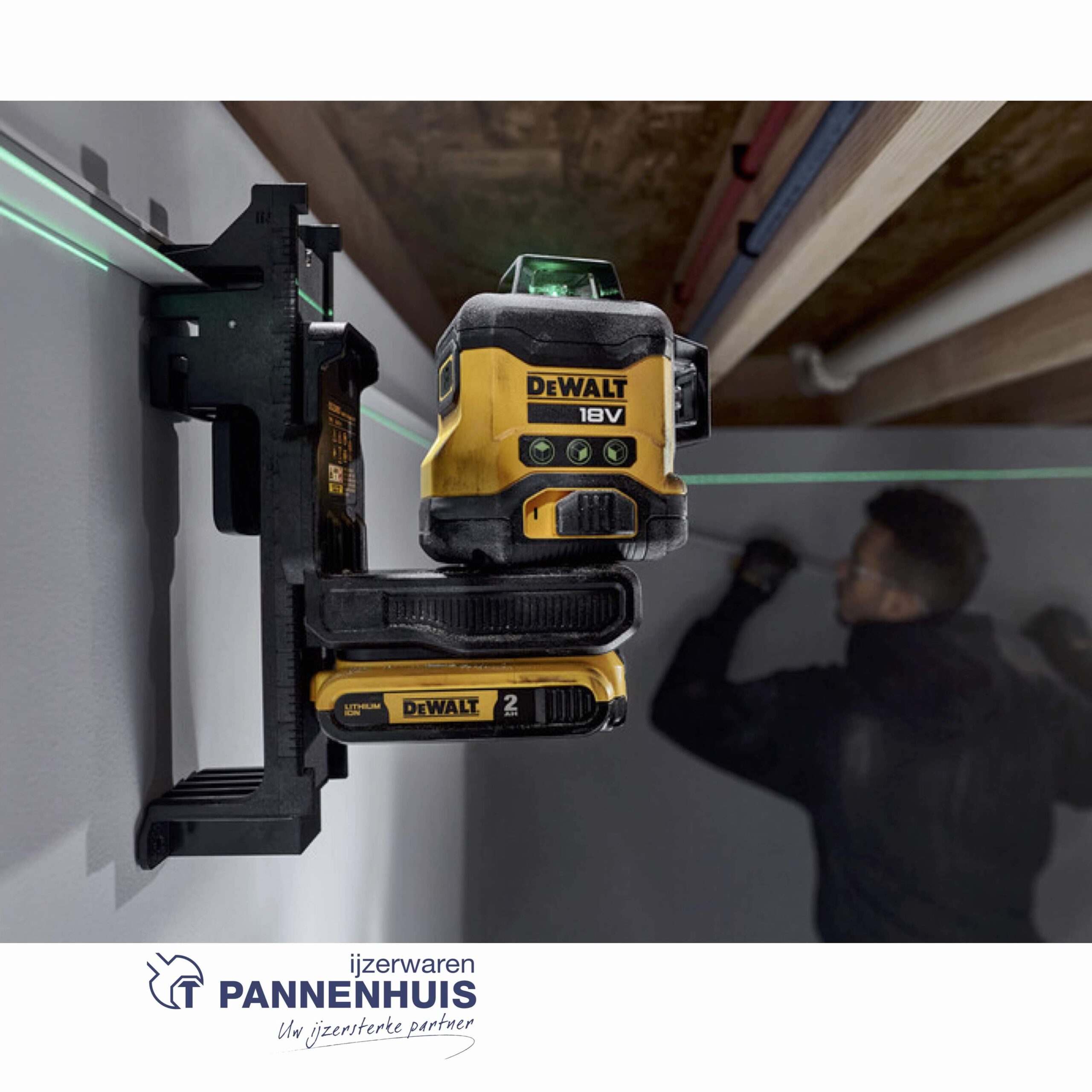 Dewalt DCLE34031D1 18V 3x360° Compact Laser, 1x 2Ah - Groen - Afbeelding 5