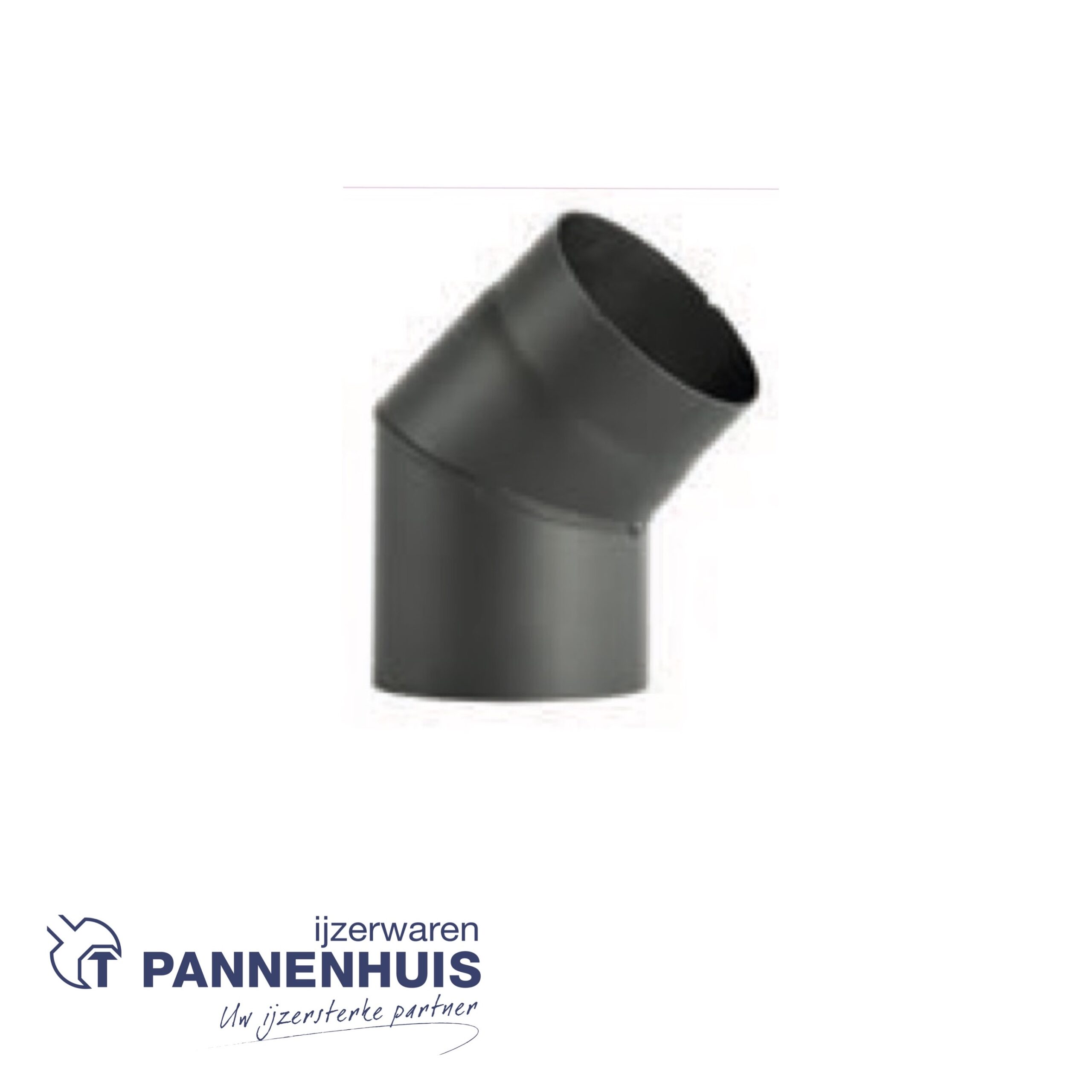 Kachelbuis Bocht 45° 200 mm staal 2mm zwart gelakt