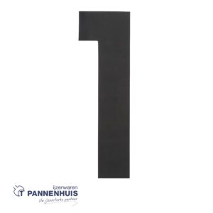 Huisnummer 1 XL hoogte 300mm rvs/mat zwart