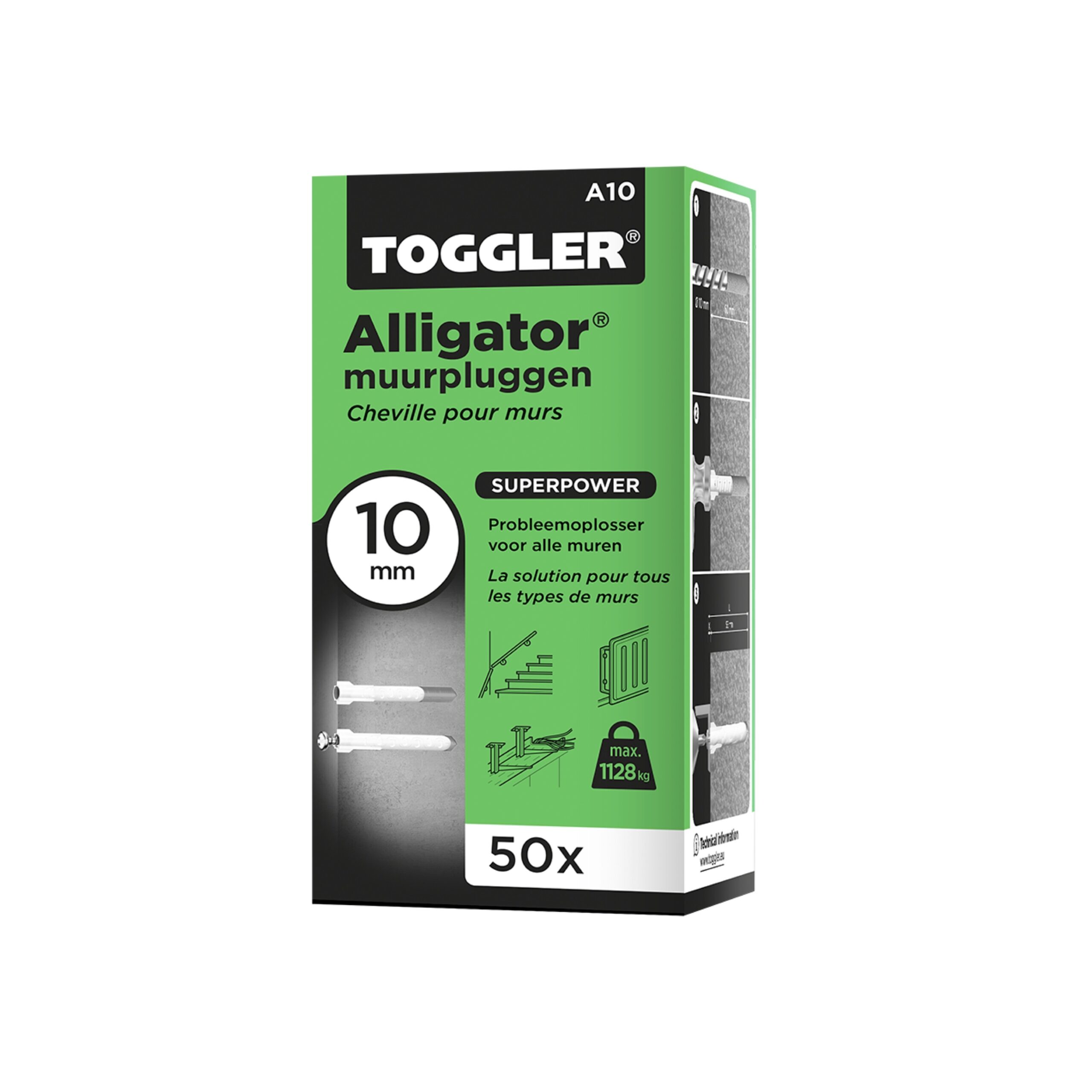 Toggler A10 Alligator Plug 10mm 50 st (groen) - Afbeelding 2