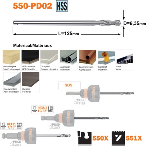 CMT HSS boor (non ferro metalen, RVS, metaal, hout) - Afbeelding 2