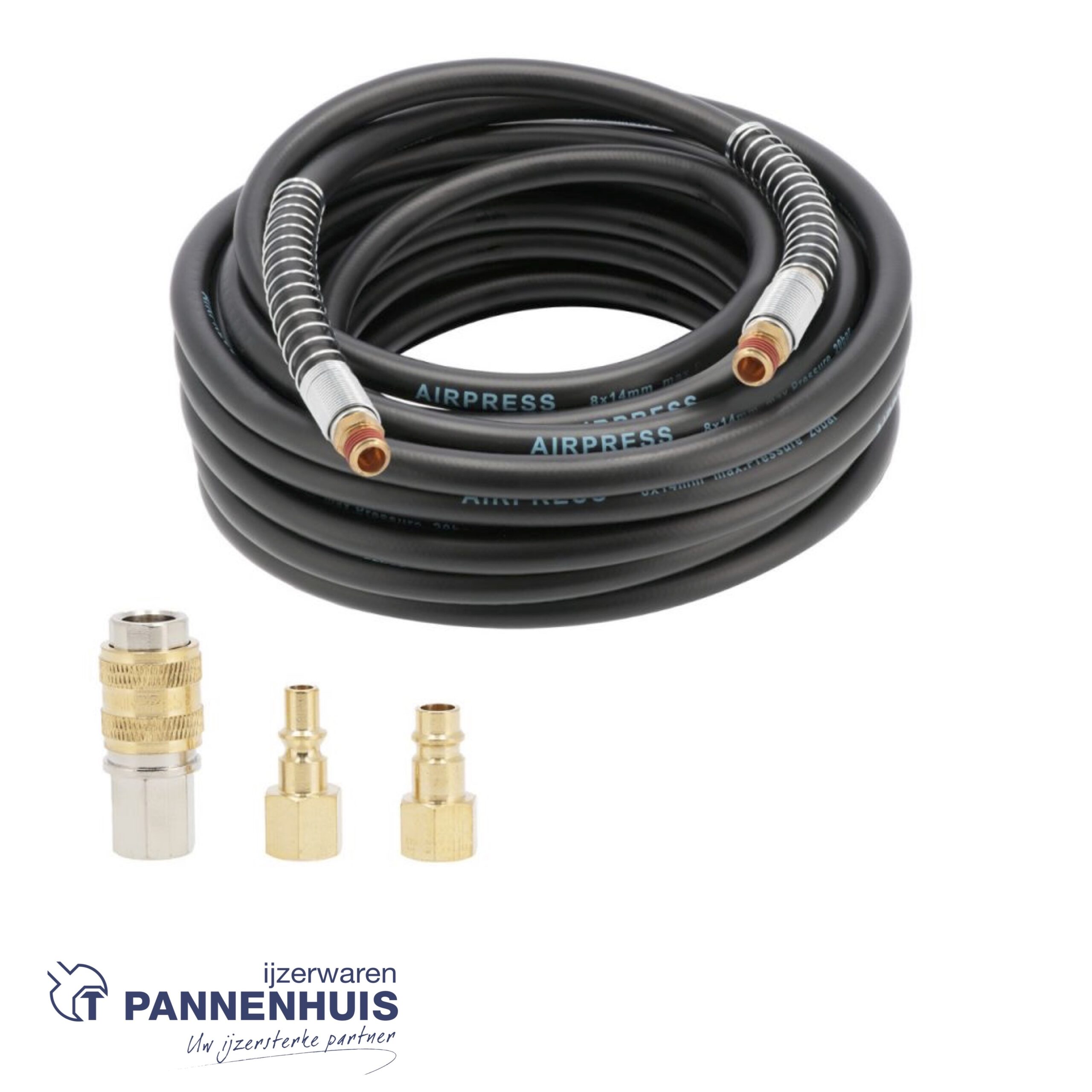 Airpress Luchtslang 20 bar 1/4" 10 m 14 x 8 mm incl nippels