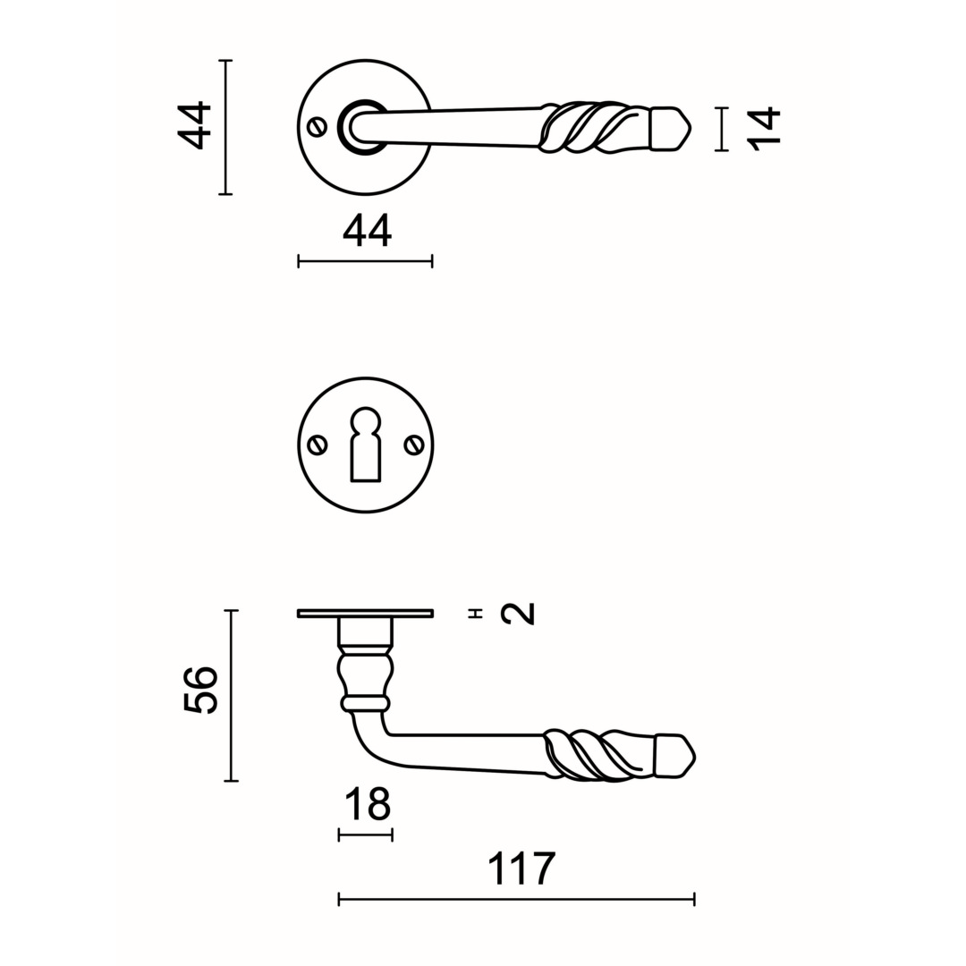 Deurkruk Pro HARMONIE IJZER ROND R+E - Afbeelding 2