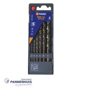 Ivana spiraalborenset HSS-Co cobalt geslepen DIN 338 6-delig