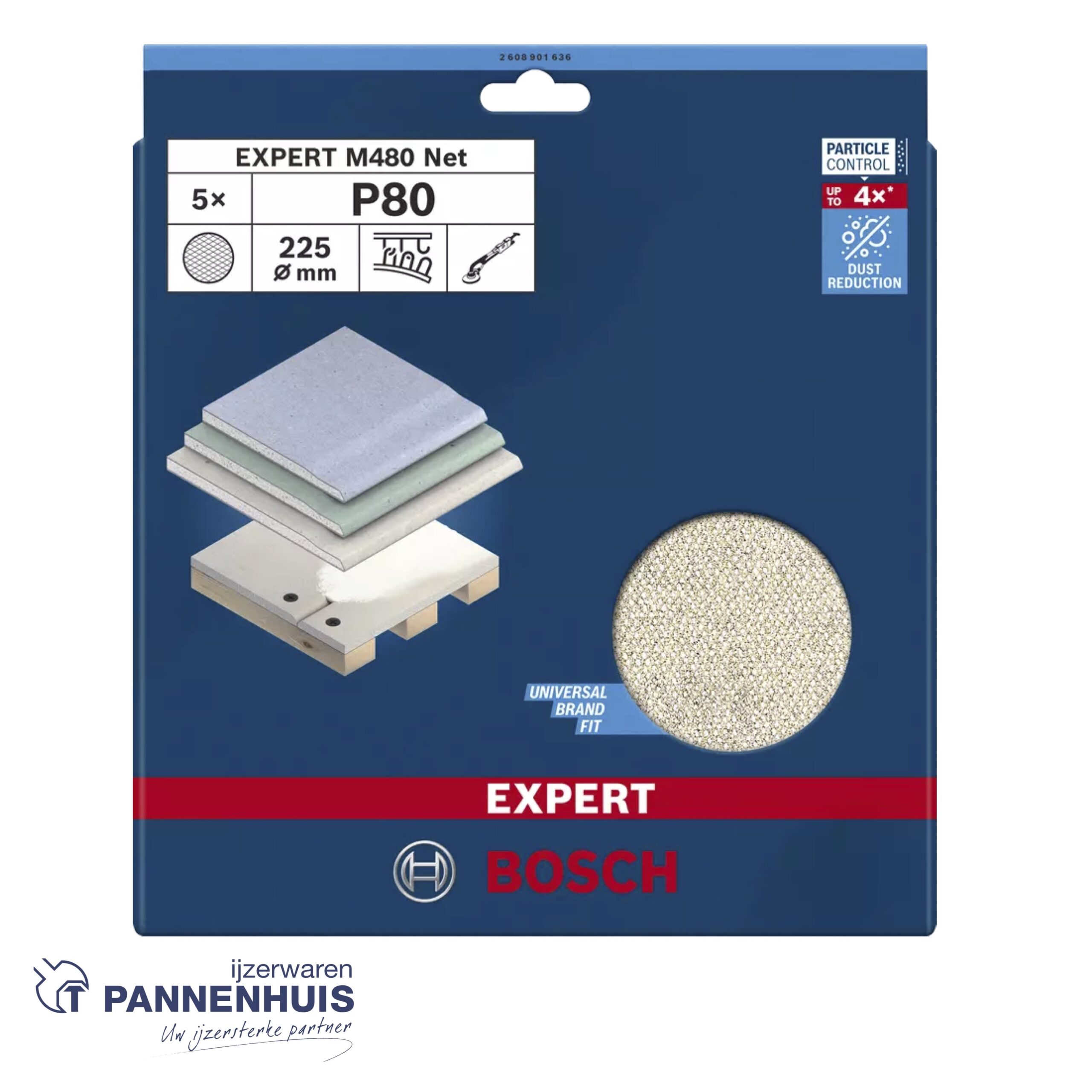 Bosch Schuurnet d. 225 mm K 80 5x M480 Best for Wood and Paint - Afbeelding 2
