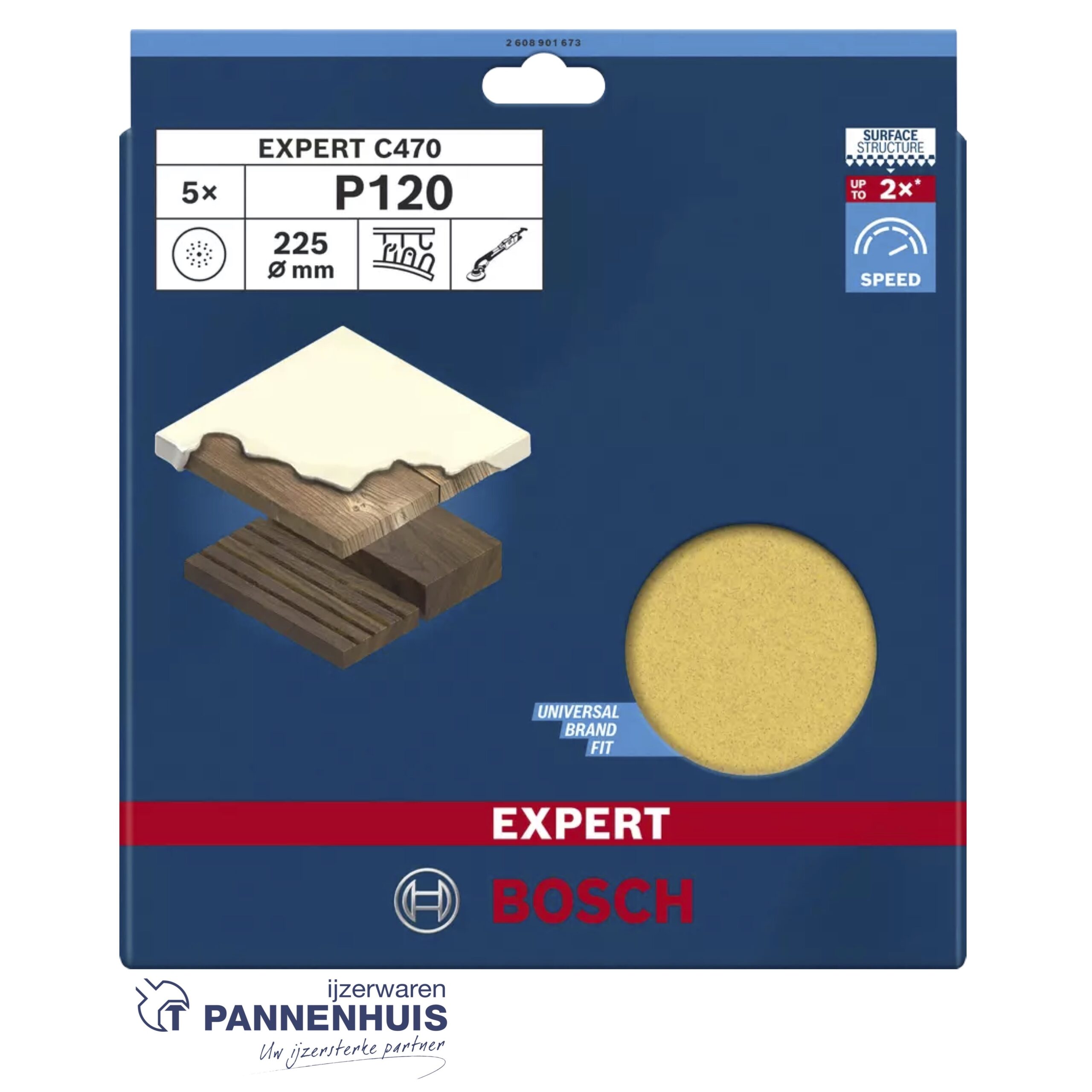 Bosch Schuurvel C470 225 mm P120 19 g 5x - Afbeelding 2
